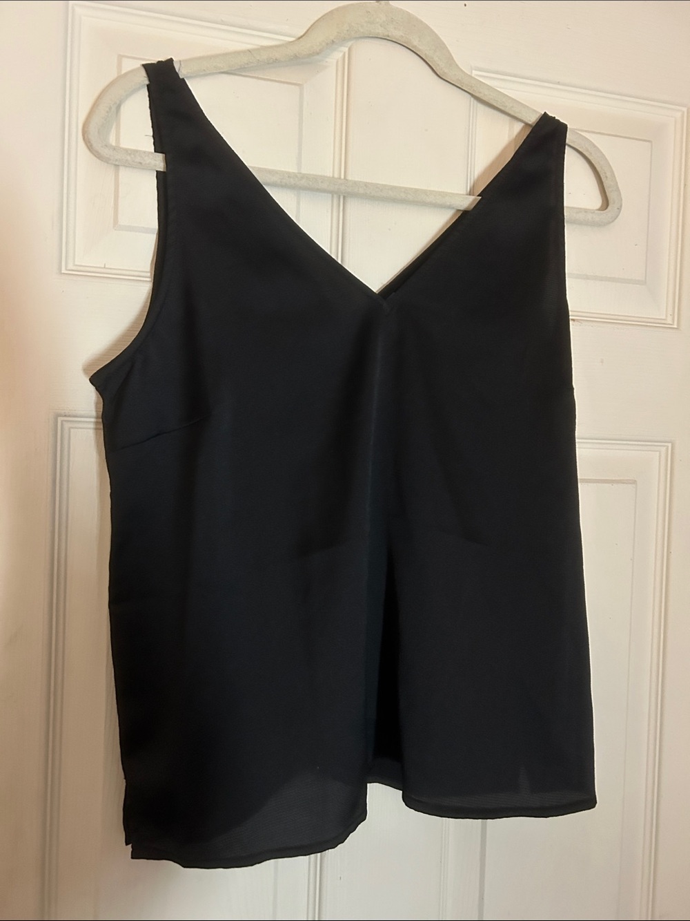 Classic Black V-Neck Women's Semi-sheer Tank Top- Medium NWOT
